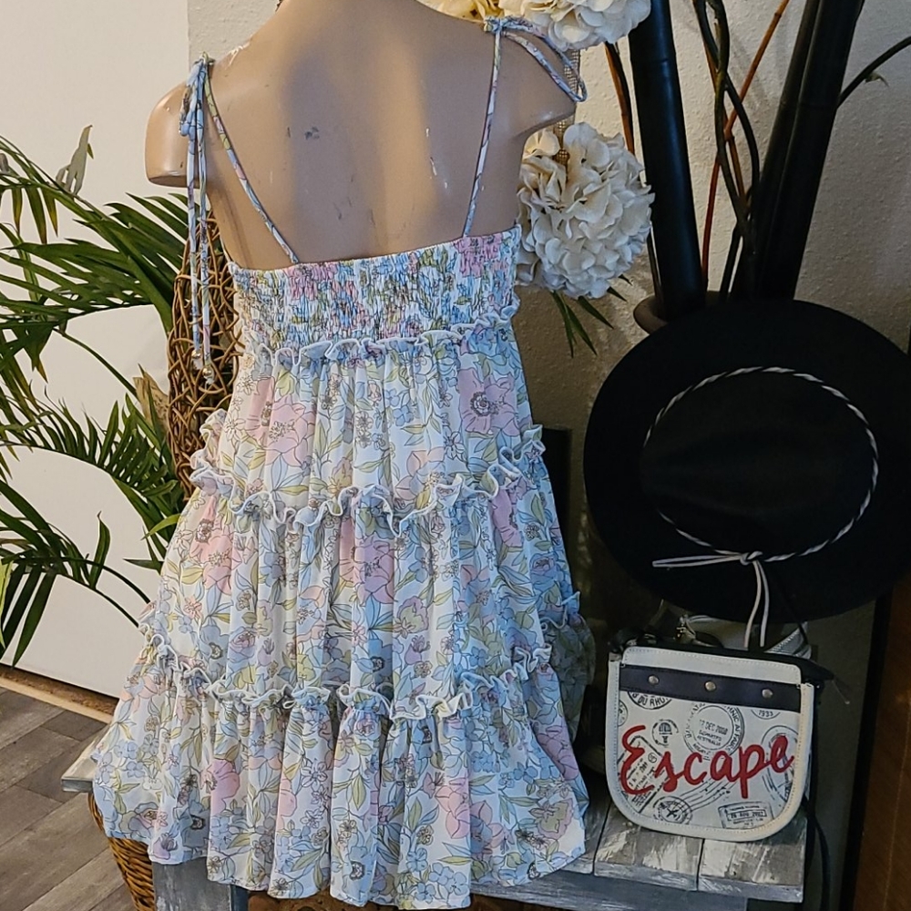 SUMMER NEW  MINI MULTI BO HO FLORAL RUFFLE  DRESS - Picture 11 of 16